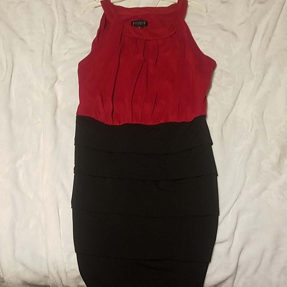 Red And Black Skin Tight Dress